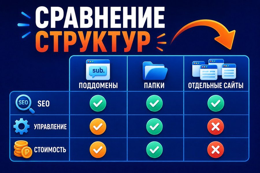 Частые ошибки при выборе структуры и как их избежать — Сайт для сети клиник: поддомены, папки или отдельные сайты