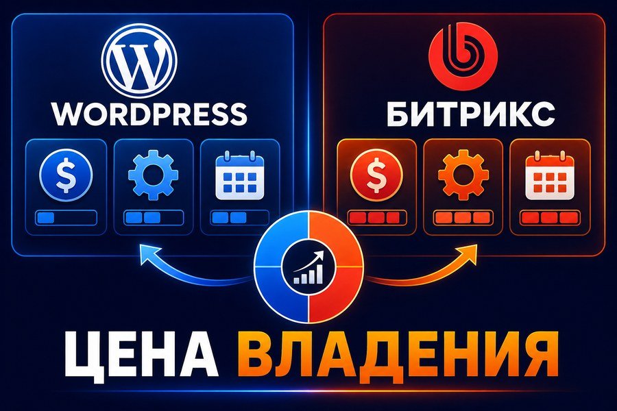 Стоимость владения: цена не только в разработке — WordPress или Битрикс: что выбрать бизнесу в 2026 году