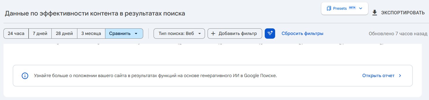 Отчет о видимости в ИИ в Google Search Console